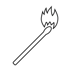 Burning black match on a white background, vector illustration for design.