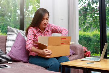 Seller prepare to send goods to customer after checking order.