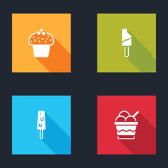 Set Cake, Ice cream, and in bowl icon. Vector.