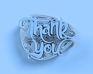 3D Render Thank You Gold lettering typographical Illustration Design.