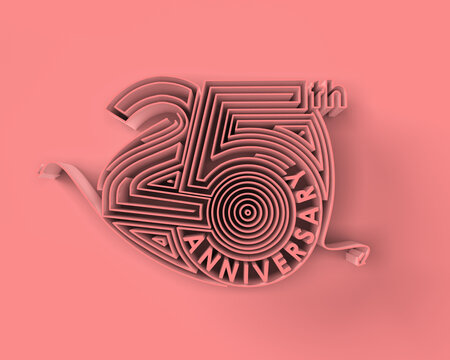 25th Years Anniversary Celebration 3D Rendring Illustration Design.