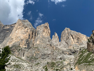 Fototapeta premium Rosengarten group in the Dolomites, a mountain range in northeastern Italy