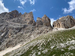 Rosengarten group in the Dolomites, a mountain range in northeastern Italy