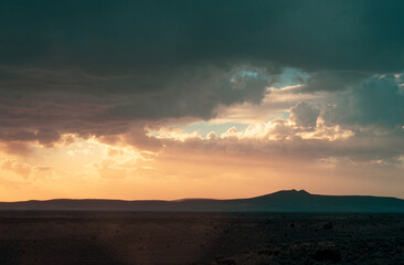 sunset over the land