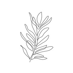 Fototapeta na wymiar One Line Drawing of Vector Leaves. Botanical Poster. Modern Single Line Art, Aesthetic Contour. Perfect for Home Decor, Wall Art Posters, or t-shirt Print, Mobile Case. Continuous Line Drawing