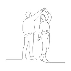 Continuous Line Drawing of Dancing People. Couple Dance Line Art Ilustration. Vector EPS 10