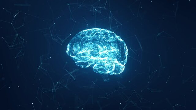 Artificial intelligence (AI). Big data flow analysis, Data mining, deep learning modern computer technologies. Futuristic Cyber Technology Innovation. Brain representing artificial intelligence.