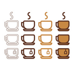 Cup icon set isolated on white background