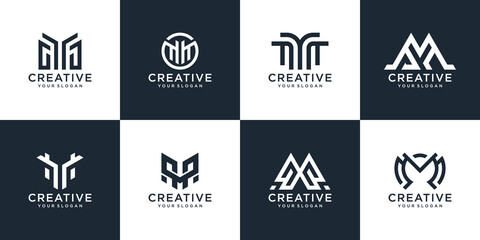 collection, the shape of the letter w monogram logo design template