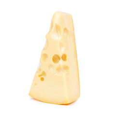 A piece of cheese in a package isolated on a white background.
