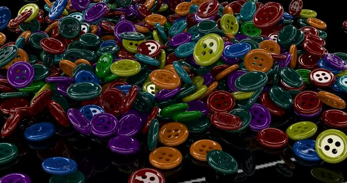 Buttons from clothing for cloth design. 3d illustration.. Red yellow bown. Fashion fabric. 4k