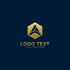 Set of letter A. logo collection with golden colour concept Premium Vector. part 5