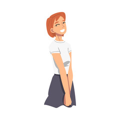 Beautiful Smiling Young Woman Flat Vector Illustration on White Background