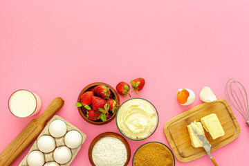 Celebratory strawberry gift cake with shortcrust pastry for valentine's day, mother's day and women's day