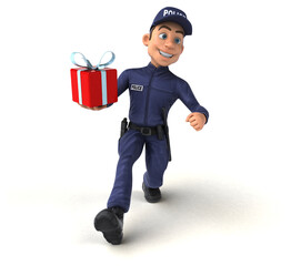 Fun 3D illustration of a cartoon Police Officer