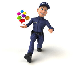 Fun 3D illustration of a cartoon Police Officer
