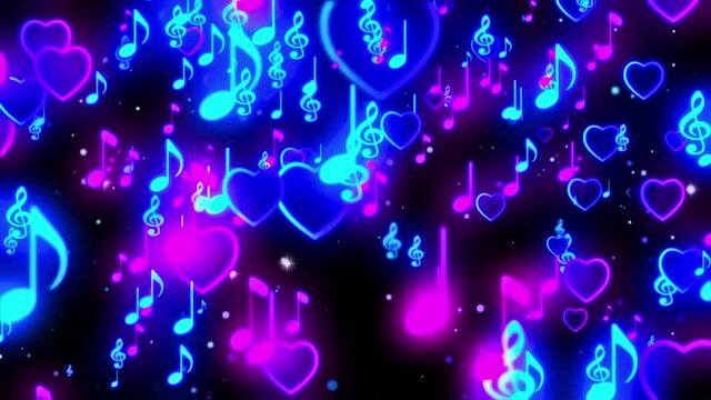 Neon Music Notes Background Looped Video