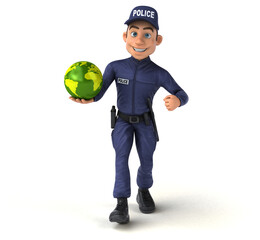 Fun 3D illustration of a cartoon Police Officer