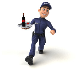 Fun 3D illustration of a cartoon Police Officer