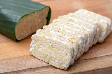 tempeh from soybean, high nutrition, Indonesian Food 