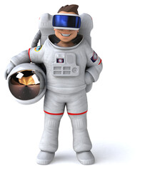 Obraz na płótnie Canvas Fun 3D Illustration of an astronaut with a VR Helmet