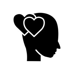 Head with heart icon. In love symbol. simple design editable. Design template vector