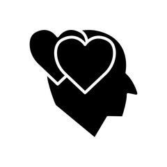 Head with heart icon. In love symbol. simple design editable. Design template vector