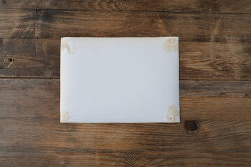 empty mock up background of old wood, set of vintage photos with blank, back side of the photo,...