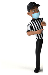 Fun 3D illustration of a black referee with a mask