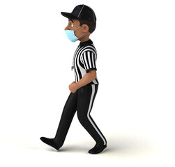 Fun 3D illustration of a black referee with a mask