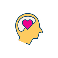 Head with heart lineal color icon. In love symbol. simple design editable. Design template vector