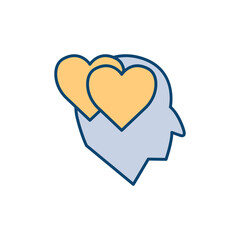 Head with heart lineal color icon. In love symbol. simple design editable. Design template vector