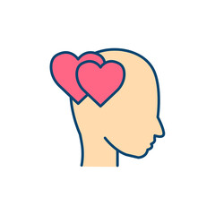 Head with heart lineal color icon. In love symbol. simple design editable. Design template vector