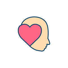 Head with heart lineal color icon. In love symbol. simple design editable. Design template vector