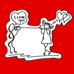 I Love you, stick figure character