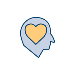 Head with heart lineal color icon. In love symbol. simple design editable. Design template vector