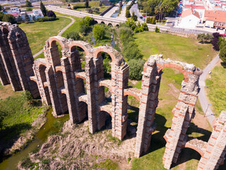 Famous landmark of spanish Merida - old roman aqueduct