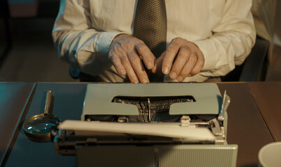Vintage journalist working in the office