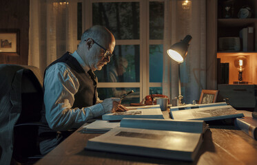 Professor studying in his office