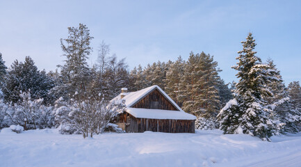 cabin in winter