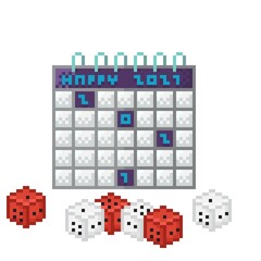 Calendar 2021 pixel art. Vector illustration. Vector pixel art.