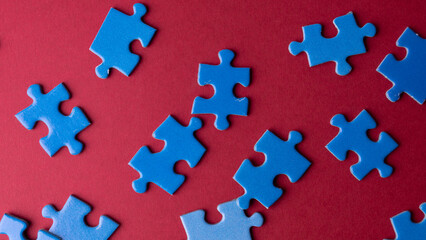 unassembled blue puzzles. general background