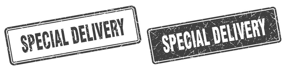 Fototapeta premium special delivery stamp set. special delivery square grunge sign