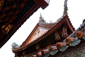 Fototapeta na wymiar Sanxia Qingshui Zushi Temple with elaborate carvings and sculptures in new taipei city, Taiwan