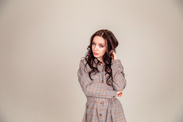businesswoman isolated over gray white background