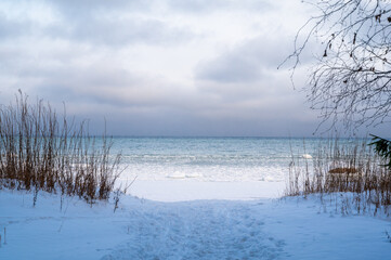 winter time sea shore
