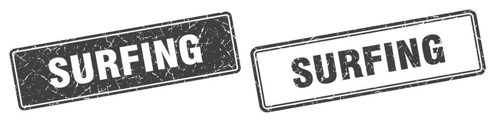 surfing stamp set. surfing square grunge sign