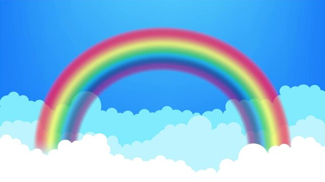 Rainbow. Clouds and rainbow. stock illustration.