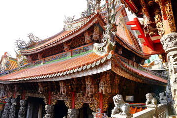 Sanxia Qingshui Zushi Temple with elaborate carvings and sculptures in new taipei city, Taiwan