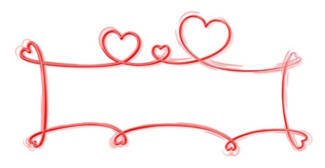 Frame with stylized red hearts.